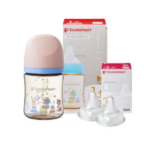 더블하트 아기 젖병 160ml 젖꼭지 S 출산 준비 애니멀 BNS