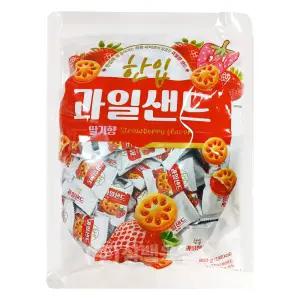 한입 과일샌드 딸기향 800g x 1개 과자쿠키 한입샌드 아이간식 탕비실 사무실 낱개포장과자