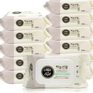 [룽스]물티슈 캡형 휴대형 유아 아기 100매x12개