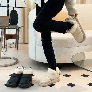 슈버 겨울 리본장식 퍼트리밍 방한 털안감 패딩 슬립온 3cm