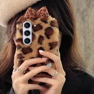 유니블링 갤럭시 z플립 폴드 6 5 4 3 레오파드 리본 털 케이스