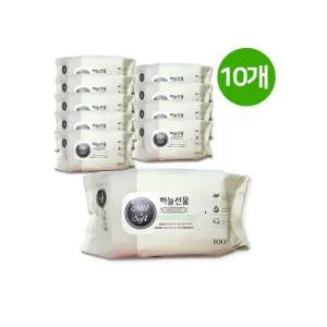 하늘선물 물티슈 (100매 리필형) 10개 아기보습물 깨끗한 멀티 가정용 고급 리필형 캡티슈 형티슈