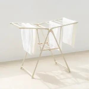 튼튼한 스틸 미니 소형 접이식 건조대 빨래건조대 (크림)