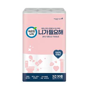 깨끗한나라 3겹 니가필요해 화장지 22m 30롤