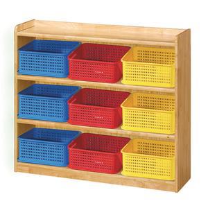 고무나무 원목 3단바구니장 H30-3 어린이집 유치원 교구장 책장 책꽂이