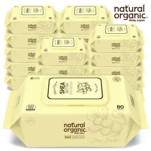 네츄럴오가닉 아기물티슈 시어버터 엠보싱 스마트캡형80매*20팩