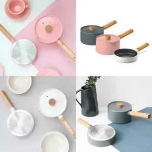 인덕션 이유식냄비 미니 편수냄비&프라이팬 세트 밀크팬 에그팬 원목손잡이