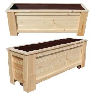 H0903 실내 원목 화분 거실 목재 나무 화단 정원 베란다 조경 텃밭 바퀴 화분