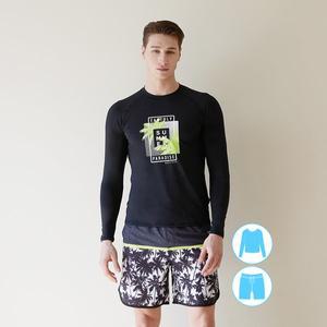 [베이직엘르][본사] 베이직엘르 남성인 맨투맨핏 나그랑 래쉬가드 비치반바지 세트 BEM-V901K+BEM-V902K