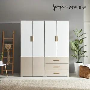 장인가구 비쥬얼 4도어 3단서랍 1600 이불 옷장