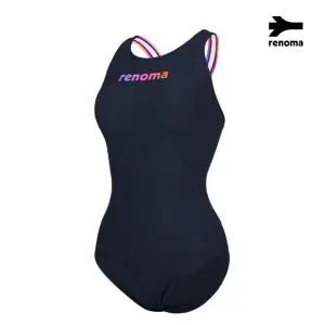 [레노마수영복]여성 실내 네온텍스 X-BACK 라인  탄탄이  원피스 수영복 블랙 RN-LS2E802-BK
