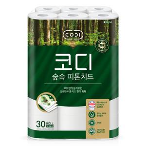 코디 숲속 피톤치드 3겹 30m 30롤 1팩 롤휴지 두루마리 쌍용씨앤비