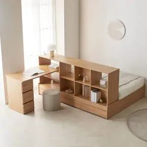 [파로마] 미뇽 책상 책장선반 파티션 수납침대 학생침대 풀세트 SS 인디파워독립매트(착불)