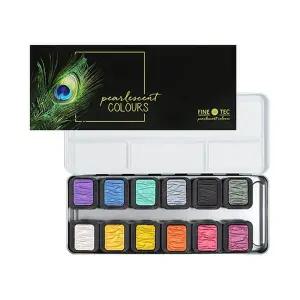 [알파]파인텍 고체 펄 수채물감세트 F1200 2.3x6.5x1.7펄12색