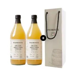 [쇼핑백1개] 피에몬테 이탈리아 유기농 애사비 1L 2병 애사비 애플사이다비니거 비네거 사과식초