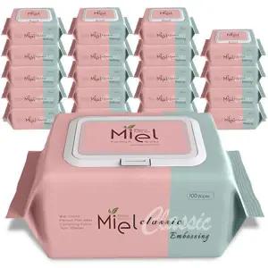 미엘 클래식 엠보싱 물티슈 100매 캡형 20팩 정직한평량