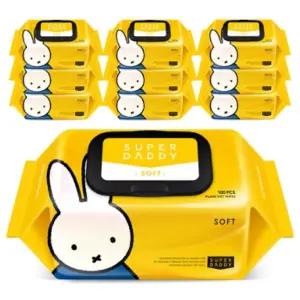 슈퍼대디 저자극 10단계 클린필터 정수 제주산 유기농 녹차수 물티슈_캡형 100매 10팩