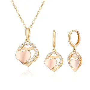 [메종드쉬] 14K 세트 금 귀걸이 목걸이 더블 하트