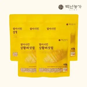 [백년농가]2025년산 햇곡 도정 직후 발아시킨 상황버섯 쌀 현미 TV 방송 (400g x 5봉)