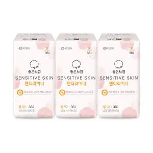 좋은느낌 날개형 센서티브스킨 데일리 팬티라이너, 롱, 36매, 3개