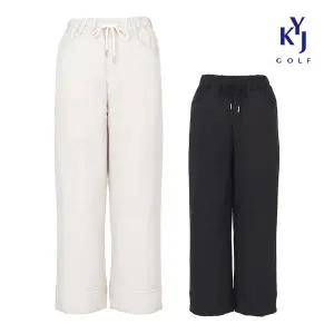 [김영주골프] 겨울 일자핏 패디드팬츠 9부 밴딩 여성 세미와이드 패딩바지 DPWLPT43