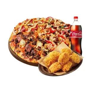 도미노피자 베스트콰트로 (L) + 콘 크런치 치킨 + 콜라 1.25L
