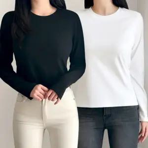 허블리 여성 기모 라운드 긴팔 티셔츠 2장세트