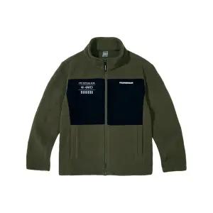 험머 H2 남성 그래픽 로고 보아 플리스 본딩 집업 자켓 카키