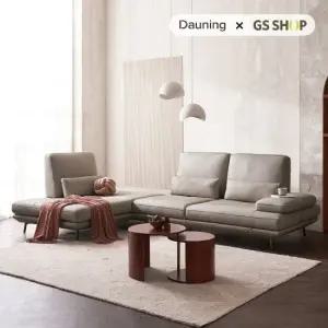 [상품권2만원증정][다우닝] 플라나 4인 오픈코너 스윙 전체 천연가죽 소파+스툴