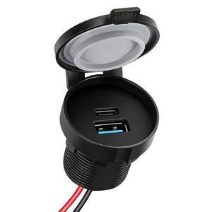 12V/24V RV USB 콘센트 타단자 C 포트 고속 충전기 PD3.0 & QC3.0 방수 매립형 소켓 자동차 캠퍼 트레일러