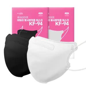 퓨어라이프 KF94 데일리 황사방역용 새부리형 마스크 대형 화이트 블랙 50매