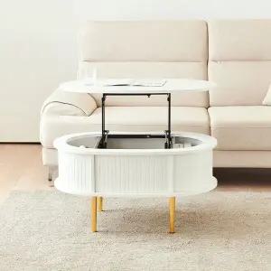 [신세계라이브쇼핑]동서가구 라온 템바 타원형 리프트 거실 소파테이블 800 DF927680
