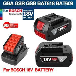 Bosch 전문 18V 10.0AH 리튬 이온 배터리 교체용 AL1820CV+BAT610G(Bosch 빠른 충전기 14.4V-18V용 LED )