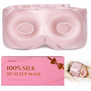 여성용 비바인스 실크 3D 수면 마스크, 속눈썹 연장용 럭셔리 100% 22 맘므 컨투어 수면용 제로 안압 및 암막 눈가리개, 조절 가능한 밴드