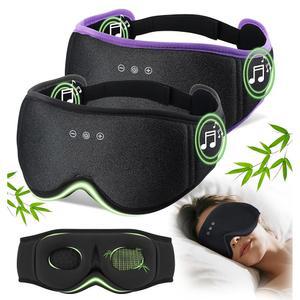 LC-돌리다 2팩 블루투스 슬립 마스크, 대나무 코튼 3D 블랙아웃 컨투어 헤드폰, 5 4 헤드폰이 장착된 슬리핑 사이드 슬리퍼용 블랙