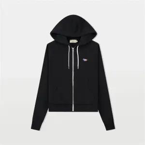 메종키츠네 트리컬러 폭스 패치 후드 집업 AW00304KM0001 BK