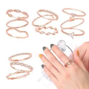 로즈골드 14Kgp 레이어드링 3종 반지 세트 7종 택1 큐빅 도금 여성