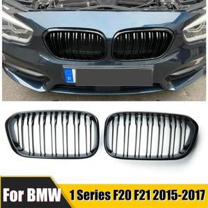 2015-2017 BMW F20 F21 120i LCI 1 시리즈 2015 2017용 레이싱 그릴, 광택 블랙 프론트 키드니 스포츠 슬랫