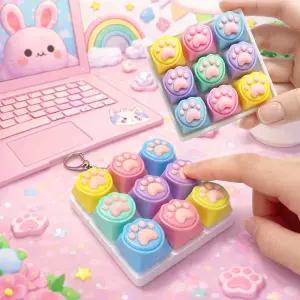 고양이발 딸깍이 키링 9구 키캡 피젯 열쇠고리 선물 백참