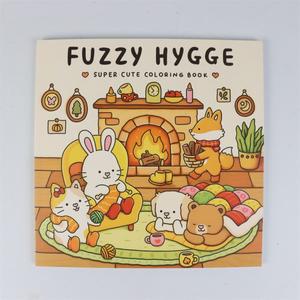 FUZZY HYGGE 컬러링북 따뜻한 벽난로와 아늑한 동물들, 부모와 자녀의 시간, 스트레스 해소 및 크리스마