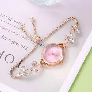 여성 슬라이드 손목시계 핑크 여자시계 패션시계