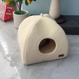 두꺼운 동굴 스타일 고양이 둥지 겨울용 따뜻한 텐트 강아지 침대 소형 고탄성 애완동물 집 편안한