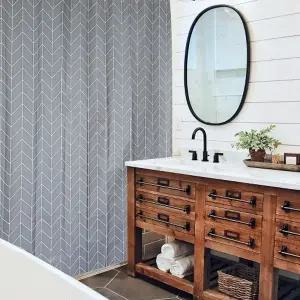 헤링본 체크 샤워 커튼 대 욕실커튼 방수커튼 욕조가