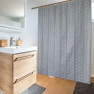 헤링본 체크 샤워 커튼 중 욕실커튼 방수커튼 욕조가