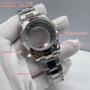 Mod NH35 시계 케이스 오이스터 팔찌 포함 솔리드 스틸 날짜 40mm Nh35A 자동 무브먼트 사파이어 크리스탈