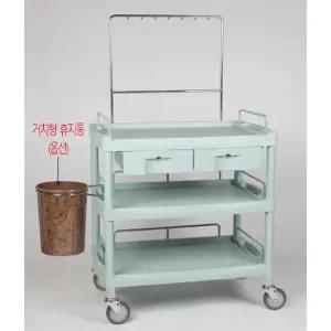 [열린세상] 다용도 병원 드레싱 3단 수액걸이 가드레일 서랍 2칸 이동카트 Y-301J