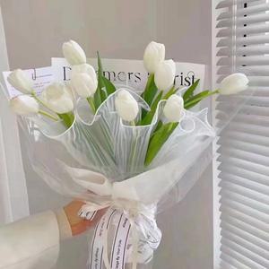 꽃다발 흰색 꽃 포장 진주 파 인테리어 메쉬 주름진 선물