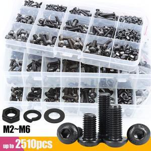 2510x M2-M6 육각 소켓 알렌 나사 키트 10.9 등급 검정 탄소강 오토바이 볼트 팝너트  와셔 원형 기계