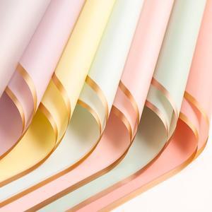 황금색 모서리 꽃 포장지 10장 방수 꽃다발 - DIY 결혼식  생일에 이상적