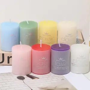 집 장식 욕실 웨딩 장식용 OKEYI 8 팩 2x3 핸드 붓기 향이 없는 기둥 양초 대두 무독성 무연 지속적인